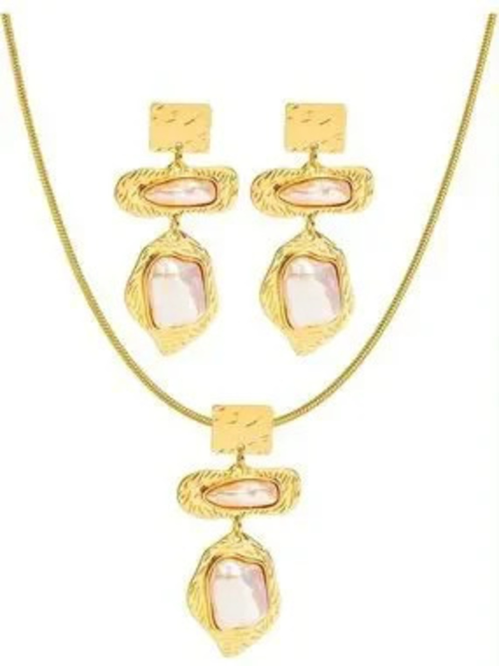 Anthropologie Gold Tone and White Pearl Drop Pendant Necklace - Picture 5 of 6
